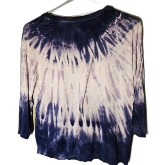 Wallflower Junior M 3/4 Sleeve Tie Dye White & Purple Top - Picture 3 of 5